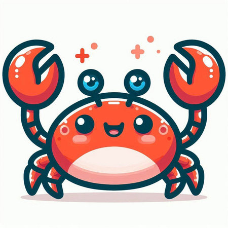 Cute cartoon crab. Vector illustration isolated on a white background.のイラスト素材