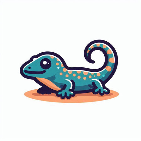 Cute gecko. Vector illustration in cartoon style isolated on white background.のイラスト素材