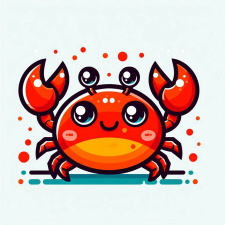 Cute cartoon crab icon. Vector illustration. Seafood mascot.のイラスト素材