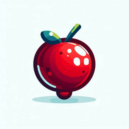 Red apple isolated on white background. Vector illustration in cartoon style.のイラスト素材
