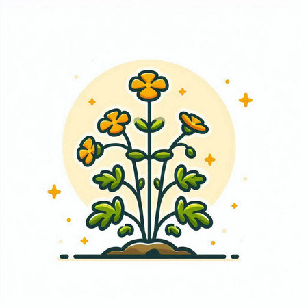 Flower icon in flat style on white background. Floral vector illustration.のイラスト素材
