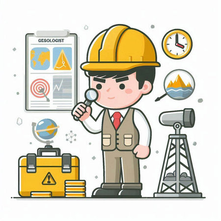 Engineer man working in the oil and gas industry. Vector illustration.のイラスト素材