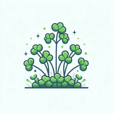 Green clover icon. St. Patrick's Day vector illustration.のイラスト素材