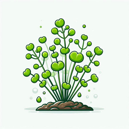 Vector illustration of green plant on the white background. Flat design.のイラスト素材