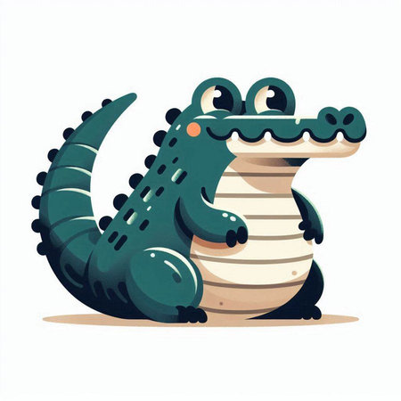 Cute cartoon crocodile isolated on white background. Vector illustration.のイラスト素材