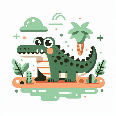 Cute crocodile vector illustration. Cute hand drawn style.のイラスト素材