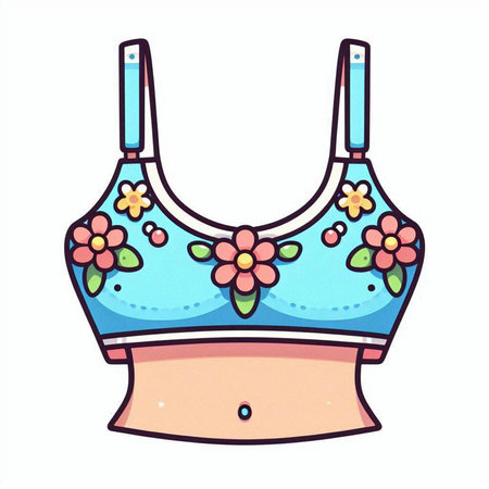 Women's bra with flowers. Vector illustration isolated on white background.のイラスト素材