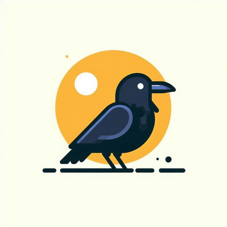 Crow vector illustration in flat style. Cute cartoon character.のイラスト素材