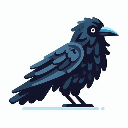 Crow on a white background. Vector illustration in cartoon style.のイラスト素材