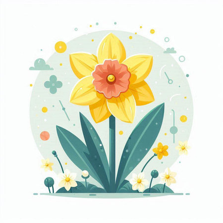 Daffodil flower in the garden. Spring season. Vector illustration.のイラスト素材