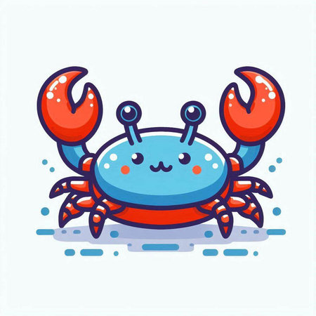 Cute cartoon crab. Vector illustration isolated on white background. Cute crab.のイラスト素材