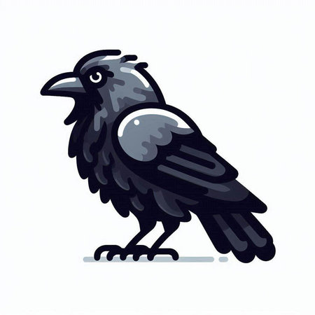 Crow on a white background. Vector illustration in a flat style.のイラスト素材