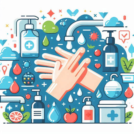 Hand sanitizer. Hygiene and healthcare concept. Vector illustrationのイラスト素材