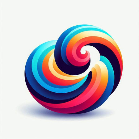 Abstract colorful 3d swirl on white background. Vector design element.のイラスト素材
