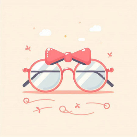 Retro glasses with bow. Vector illustration in a flat style.のイラスト素材
