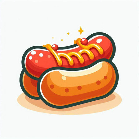 Hot dog icon. Fast food vector illustration isolated on white background.のイラスト素材