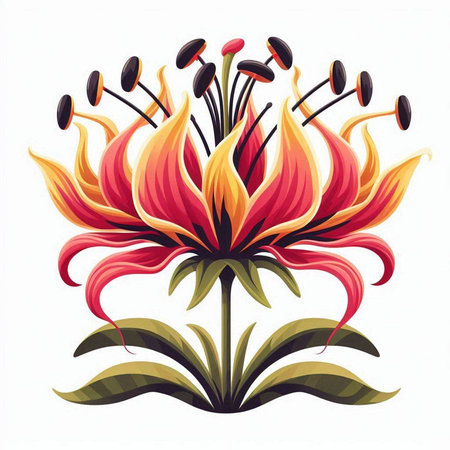 Colorful lily flower isolated on white background. Vector illustration.のイラスト素材