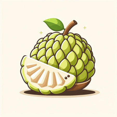 Custard apple fruit vector illustration, isolated on white background.のイラスト素材