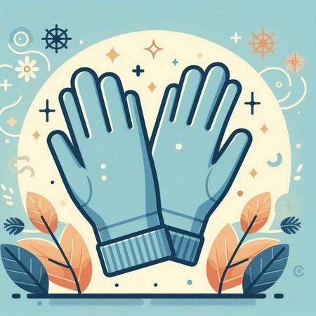Winter gloves on the background of nature. Vector illustration in flat style.のイラスト素材