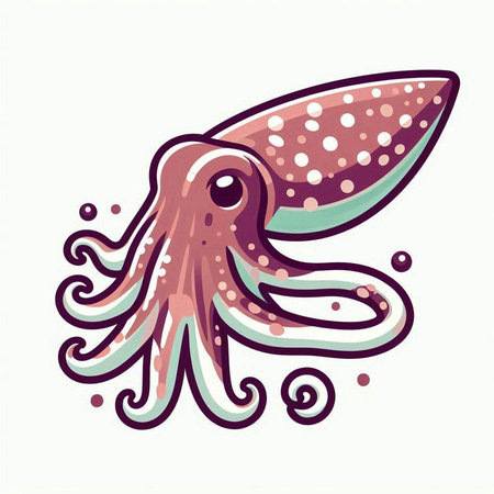 Cute cartoon octopus. Vector illustration isolated on white background.のイラスト素材