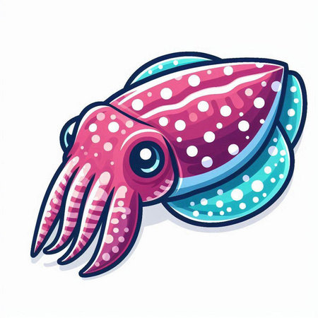 Illustration of a cute cartoon octopus isolated on a white backgroundのイラスト素材