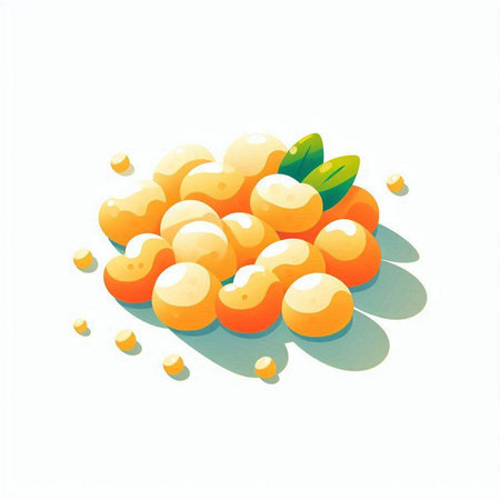 Illustration of orange fruit in watercolor style on white background.のイラスト素材