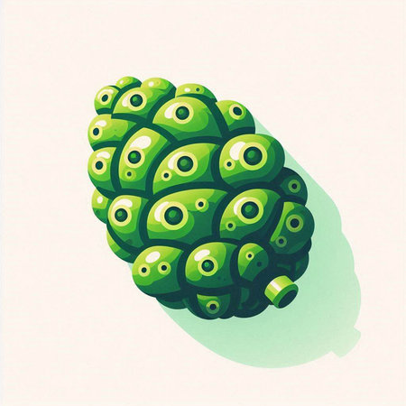 Green pine cone on a white background. Vector illustration. Eps 10のイラスト素材