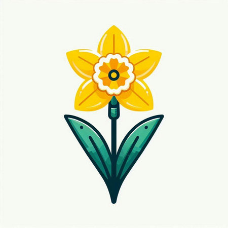 Illustration of Narcissus flower in flat style. Vector illustration.のイラスト素材