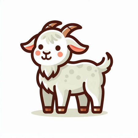 Cute goat isolated on white background. Vector illustration in cartoon style.のイラスト素材