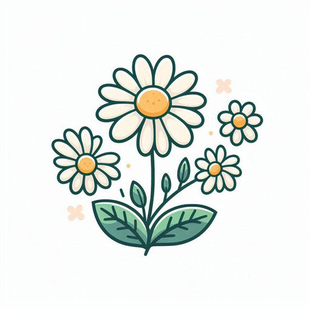 Chamomile flower icon. Hand drawn illustration of chamomile flower icon for web designのイラスト素材
