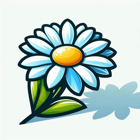 Vector illustration of a daisy flower on a blue background with space for textのイラスト素材