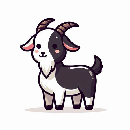 Cute cartoon goat isolated on a white background. Vector illustration.のイラスト素材