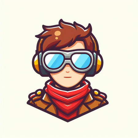 Mascot illustration of a boy aviator wearing aviator goggles.のイラスト素材