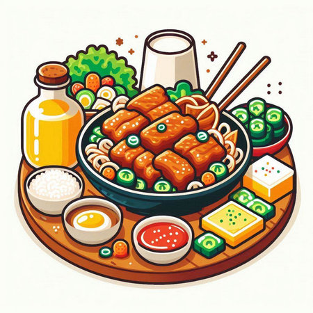 Illustration of japanese food. Illustration of japanese cuisine.のイラスト素材