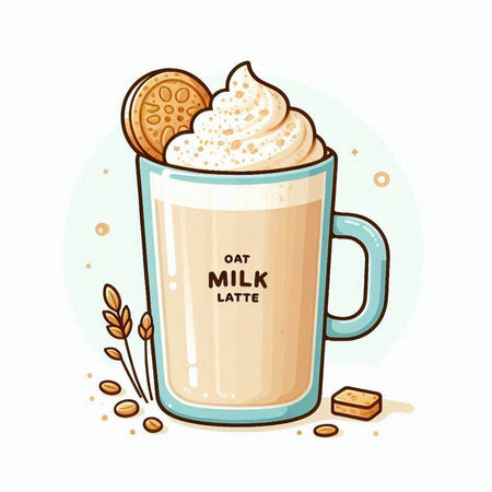Mocha coffee with whipped cream and cookies. Vector illustration.のイラスト素材
