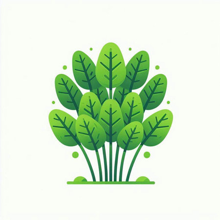 Vector illustration of a green plant isolated on a white background. Flat style.のイラスト素材