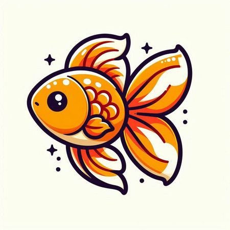 Goldfish on a white background. Vector illustration of a goldfish.のイラスト素材
