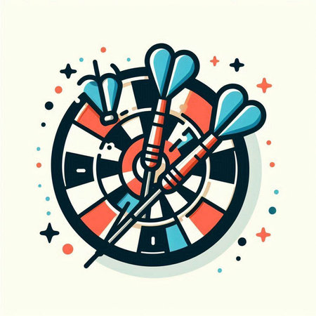 Darts and darts in the center of the circle. Vector illustrationのイラスト素材