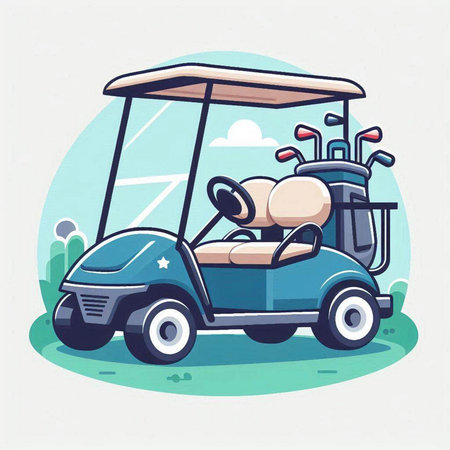 Golf cart in cartoon style. Vector illustration for your design.のイラスト素材