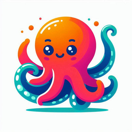 Octopus cartoon character isolated on a white background. Vector illustration.のイラスト素材
