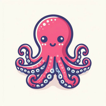 Cute cartoon octopus. Vector illustration isolated on white background.のイラスト素材