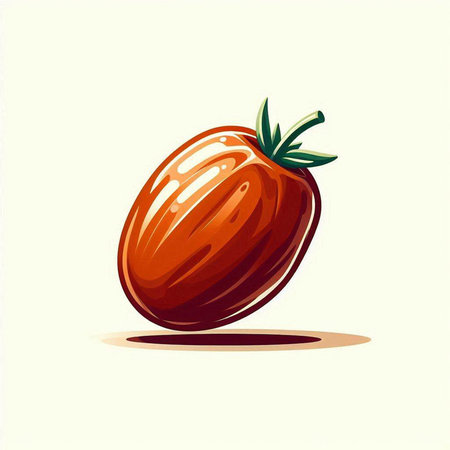 Illustration of a ripe red tomato on a white background, vector illustrationのイラスト素材