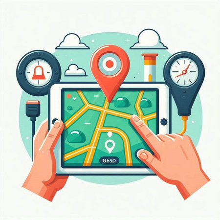 GPS navigation. Vector illustration in flat style. Flat design.のイラスト素材