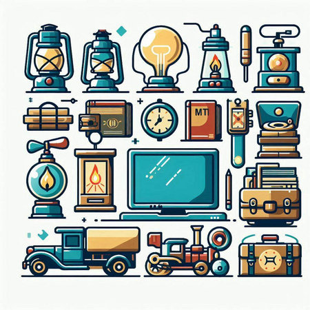 Set of travel and camping icons in thin line style. Vector illustrationのイラスト素材