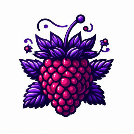 Raspberry vector illustration isolated on white background. Hand drawn berry.のイラスト素材