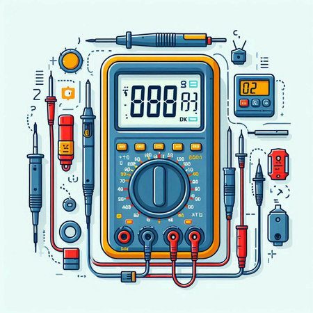Digital multimeter. Electrical equipment. Vector illustration in thin line style.のイラスト素材