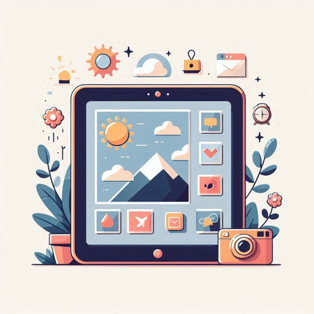 Modern flat design vector illustration concept of social media and digital marketing.のイラスト素材