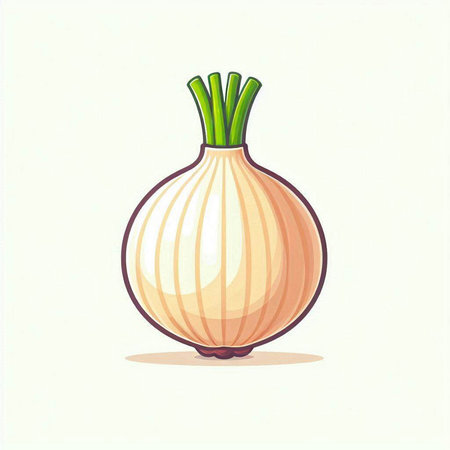 Illustration of a onion on a white background. Vector illustration.のイラスト素材
