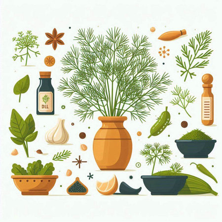 Herbs and spices. Herbs and spices. Vector illustration.のイラスト素材