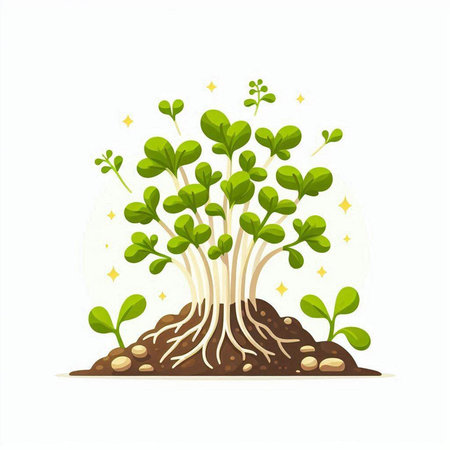 Sprouted seedlings isolated on white background. Sprouting seedlings - vector illustrationのイラスト素材